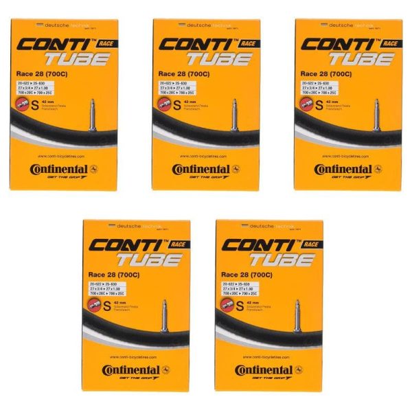 5x Continental Race 28 700 x 20-25c Bike Inner Tubes - Presta 42mm Valve - 181781